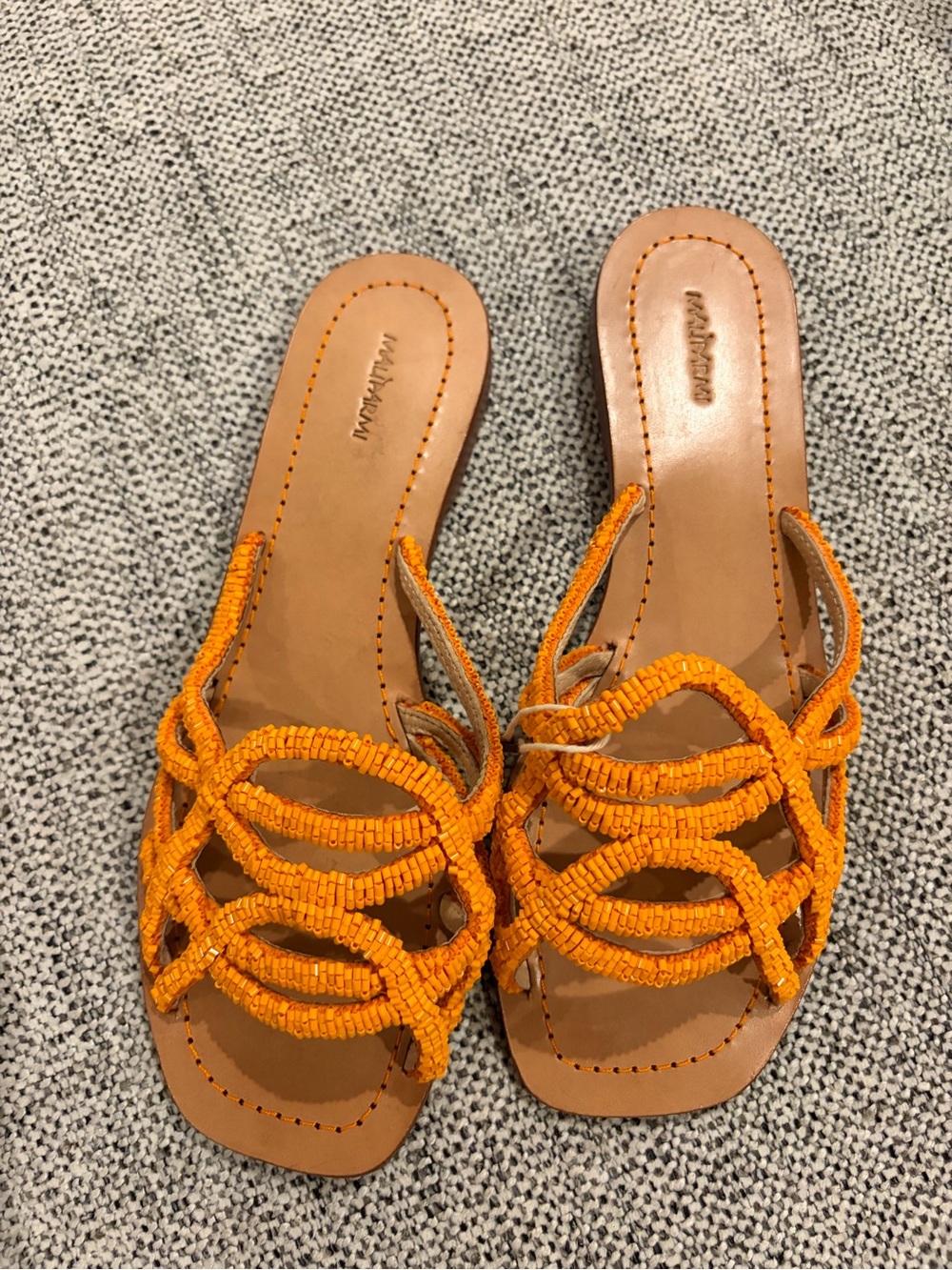 MALÌPARMI glass-beaded slide sandals made in Italy orange size 39 8.5 US